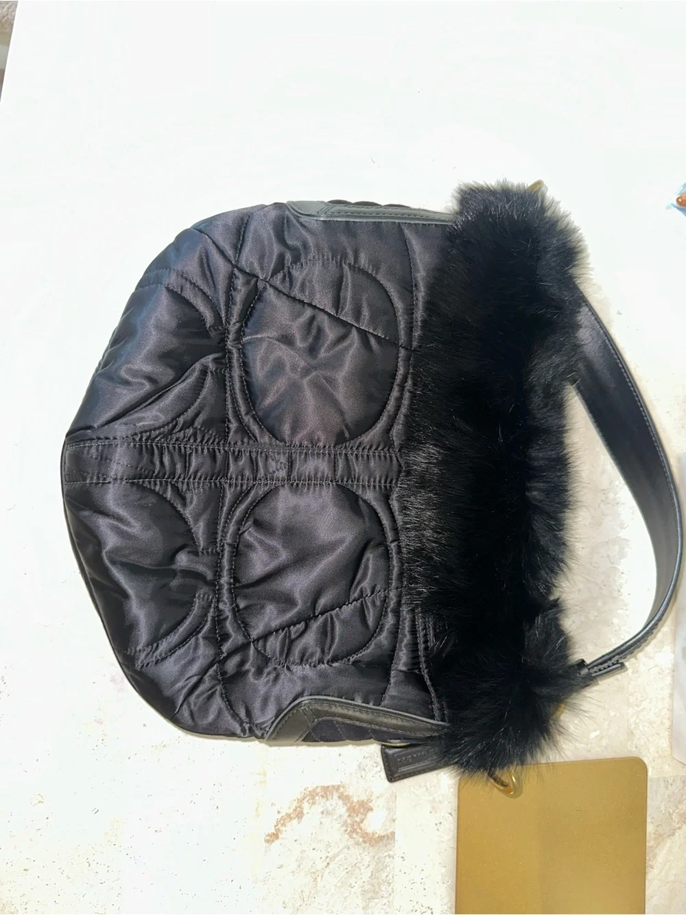 Coach Rabbit Fur Trim Hobo Bag - Women - Picture 10 of 10